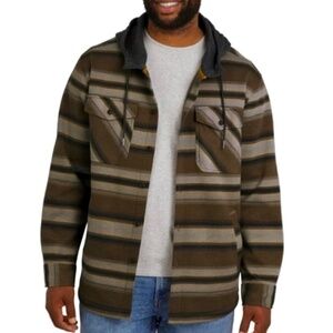 Quicksilver 2X hooded striped shirt jacket button front with pockets